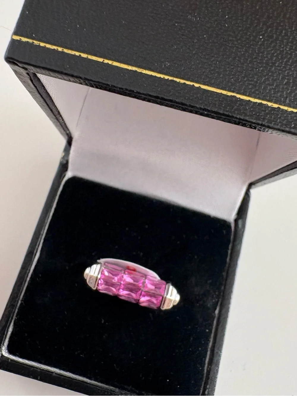 Bomb Party Triple Threat Ring RG88572 Rose Corundum Rhodium Plating